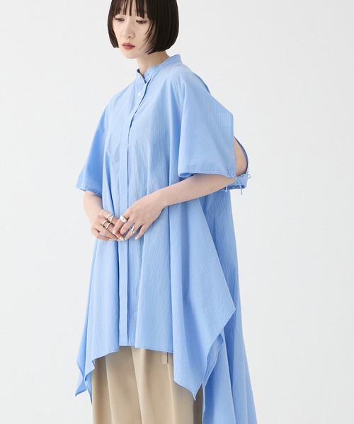 tシャツ 「FEMMENT/ファモン」「STUDIOUS別注」 Coボイルサッカーケープスリーブシャツ レディース FEMMENT tシャツ 「FEMMENT/ファモン」「STUDIOUS別注」 Co