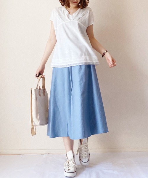 「AZUL ENCANTO」 半袖ブラウス MEDIUM カーキ レディース_画像5