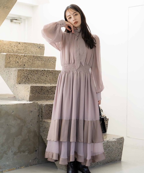 NOELA（ノエラ） ワンピース シアーサテンコンビワンピース : ZOZOTOWN