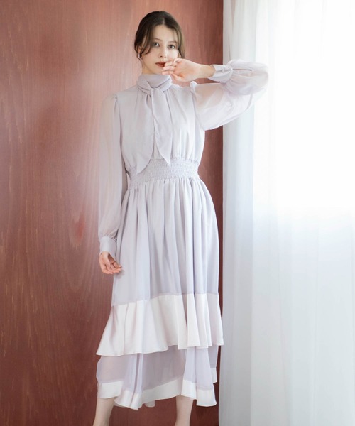 NOELA（ノエラ） ワンピース シアーサテンコンビワンピース : ZOZOTOWN