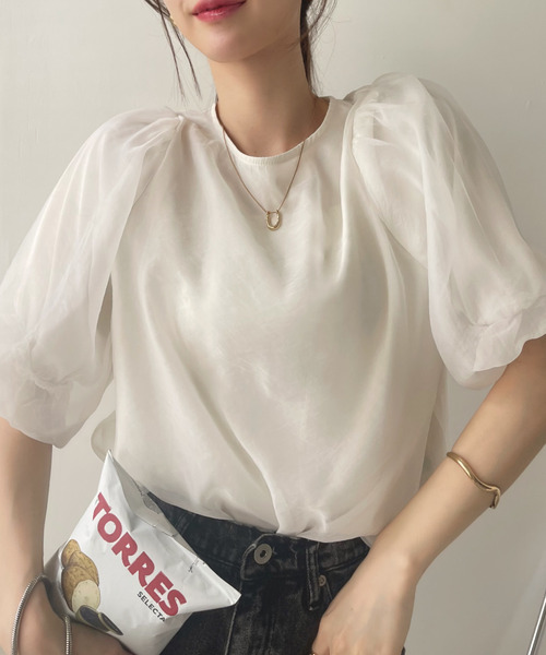 「Ada.」 半袖ブラウス FREE ブラック×ブラック レディース_画像3