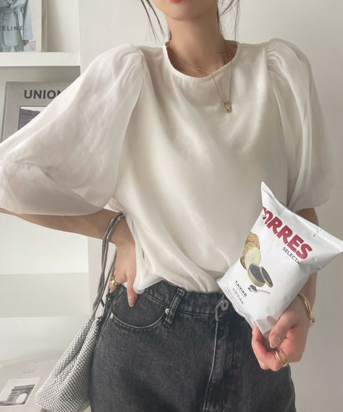 「Ada.」 半袖ブラウス FREE ブラック×ブラック レディース_画像4