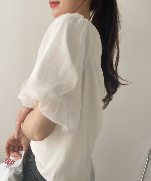 「Ada.」 半袖ブラウス FREE ブラック×ブラック レディース_画像5