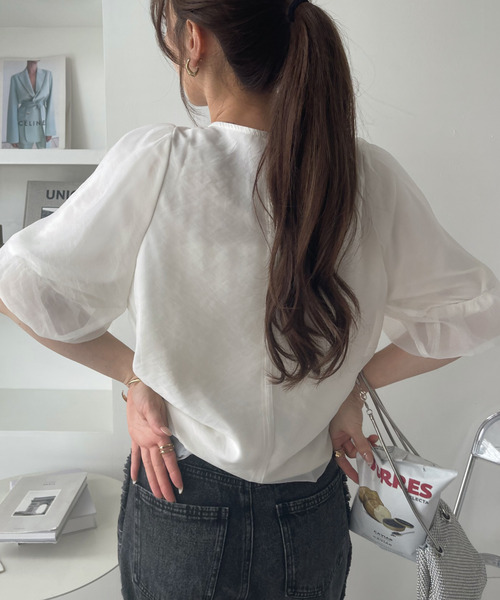 「Ada.」 半袖ブラウス FREE ブラック×ブラック レディース_画像7