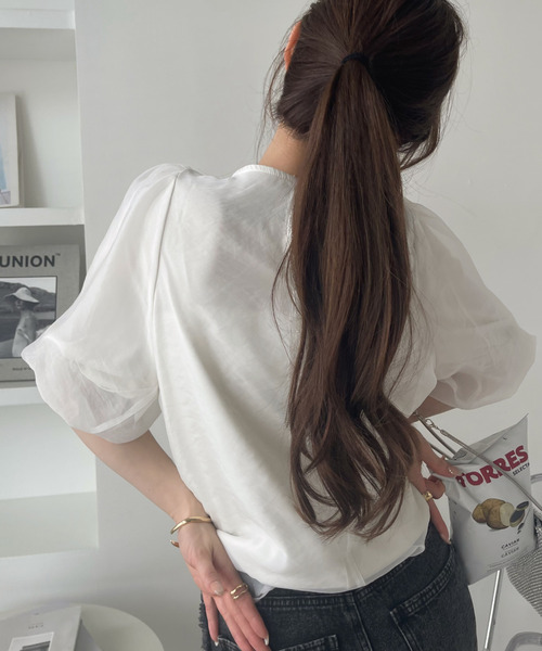 「Ada.」 半袖ブラウス FREE ブラック×ブラック レディース_画像8