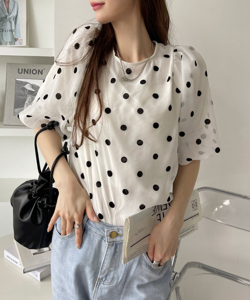 「Ada.」 半袖ブラウス FREE ブラック×ブラック レディース_画像9