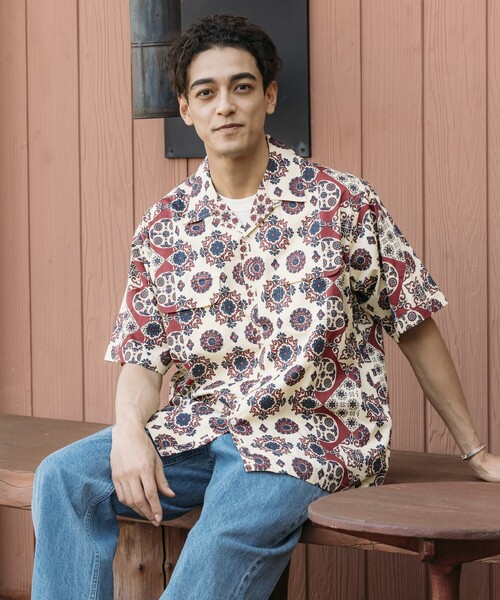 「FREAK'S STORE」 半袖シャツ LARGE ブラウン メンズ_画像4