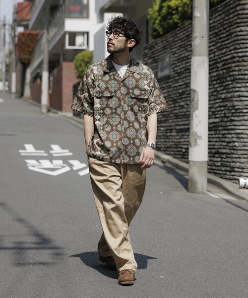 「FREAK'S STORE」 半袖シャツ LARGE ブラウン メンズ_画像8