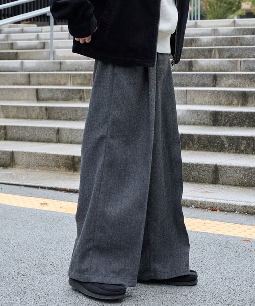 AT LAST&CO ウールスラックス ツイード 肉厚 ワイド AT LAST&CO ウールスラックス ツイード 肉厚 ワイド AT LAST&CO ウール