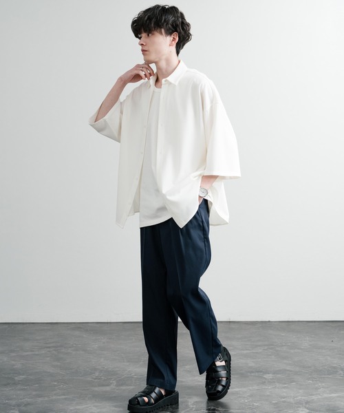 「Rocky Monroe」 7分袖シャツ M オフホワイト メンズ_画像4
