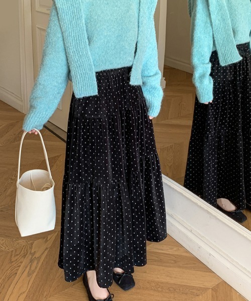 emi+ スカート ドット柄ベロアロングスカート : ZOZOTOWN Yahoo!店
