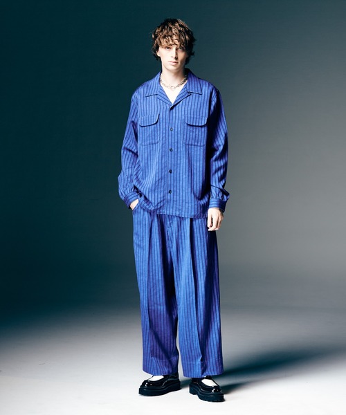 glamb（グラム） シャツ Stripe Jacquard Linen Shirt / ストライプ