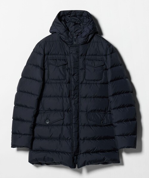 【美品】HERNO フーデッドダウンジャケット ブラック 48 HERNO（ヘルノ） ダウンジャケット ダウン 「HERNO」フーデッド ダウン