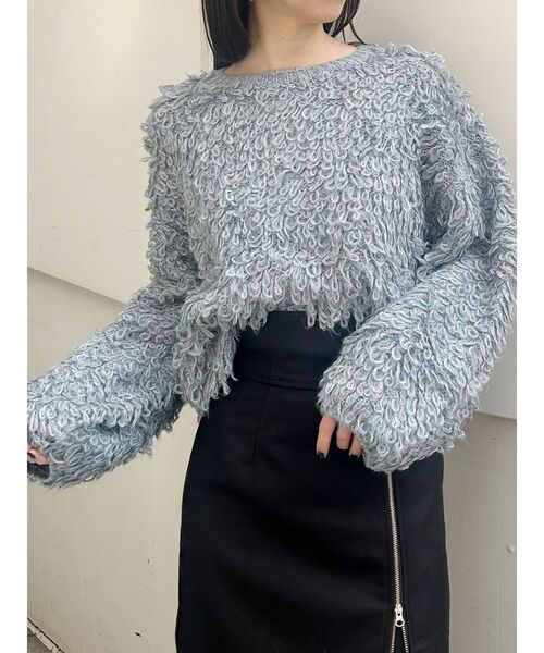 ムルーア　MIXヤーンコラボニット［新品］ MURUA（ムルーア） ニット セーター ループヤーンボリュームスリーブ
