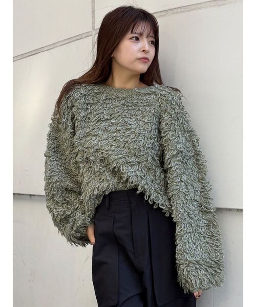 ムルーア　MIXヤーンコラボニット［新品］ MURUA（ムルーア） ニット セーター ループヤーンボリュームスリーブ