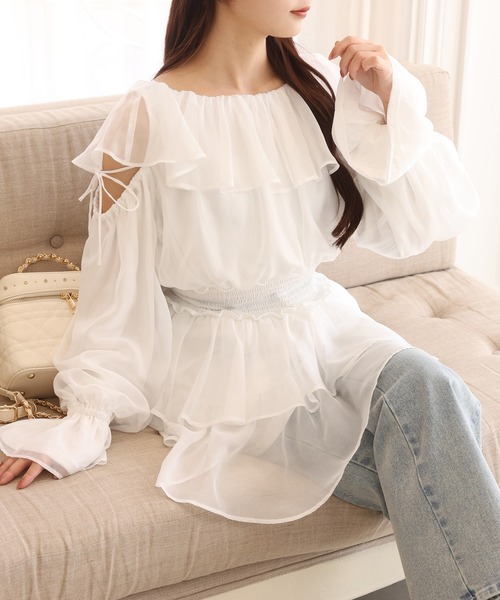 one after another NICE CLAUP チュニック 肩開きチュニックワンピース