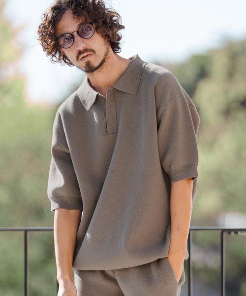 LOEWE コットンシルク スキッパーニットポロシャツ M LUENNA】 Skipper Knit Polo Shirt / スキッパー ニットポロシャツ