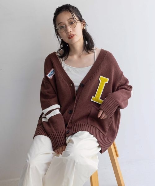 「LOWRYS FARM」 ニットカーディガン FREE ブラウン レディース_画像2