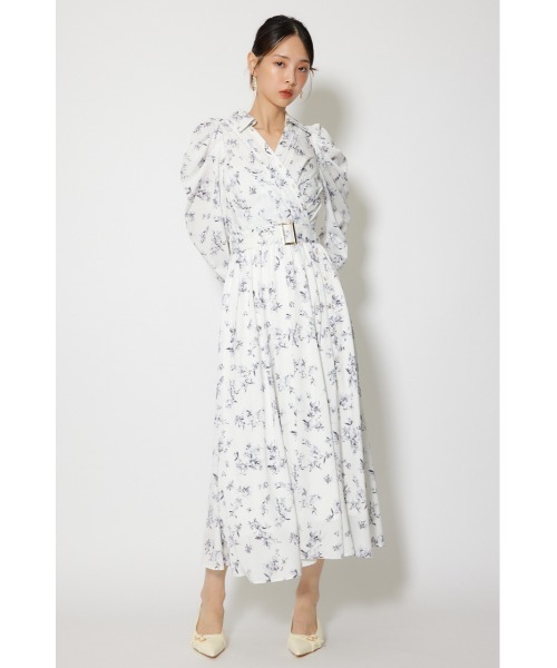 シャツワンピース カシュクールフレアシャツワンピース 春服の画像