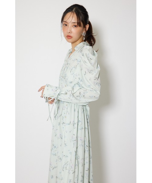 シャツワンピース カシュクールフレアシャツワンピース 春服の画像