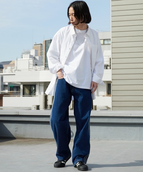 adidas（アディダス） ジーンズ FIREBIRD ADICOLOR ウォッシュ加工