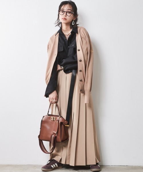 「CHIC STYLE」 プリーツスカート 5L ブラック レディース_画像4