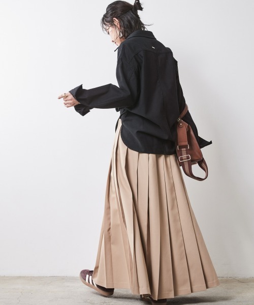 「CHIC STYLE」 プリーツスカート 5L ブラック レディース_画像7