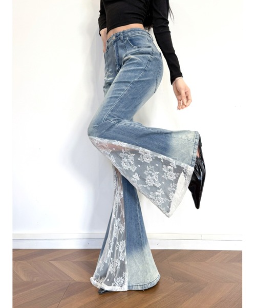 SHEENA（シーナ） ジーンズ デニム デニムパンツ レース切替ストレッチ