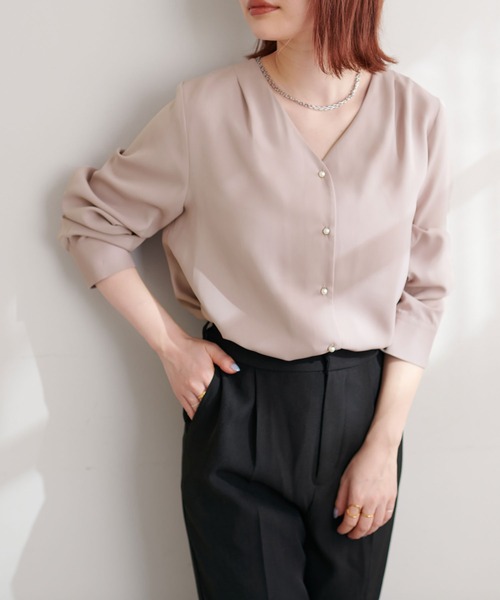 「natural couture」 長袖ブラウス FREE グレイッシュベージュ レディース_画像6