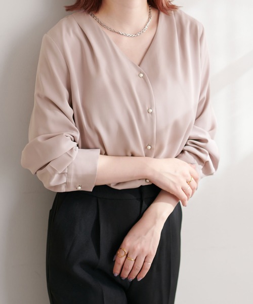 「natural couture」 長袖ブラウス FREE グレイッシュベージュ レディース_画像9