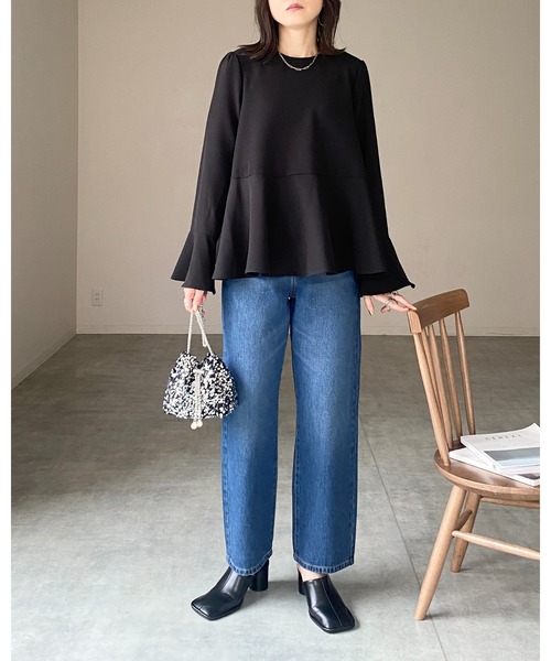 She's Closet ブラウス シャツ 長袖 フレアスリーブ ブラウス ペプラム