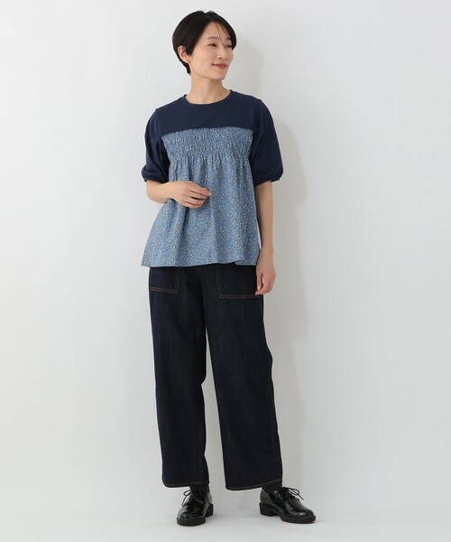 sale 半袖　Ｔシャツ プルオーバー☆リバティ Afternoon Tea（アフタヌーンティー） tシャツ 半袖 切替プルオーバー