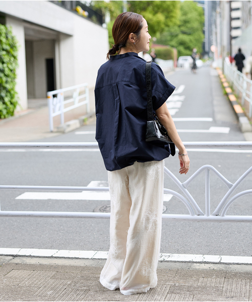 ブラウス シャツ 「追加」ハードマンズリネンコットンフレンチスリーブスキッパーシャツ レディースの画像