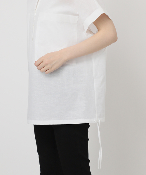 ブラウス シャツ 「追加」ハードマンズリネンコットンフレンチスリーブスキッパーシャツ レディースの画像
