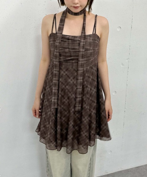 「archives」 キャミソールワンピース MEDIUM チャコールグレー レディース_画像2