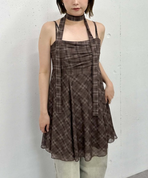 「archives」 キャミソールワンピース MEDIUM チャコールグレー レディース_画像3