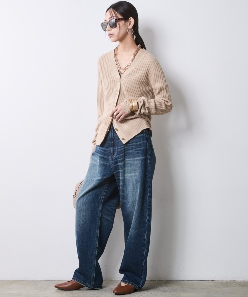「CHIC STYLE」 ニットカーディガン 5L チャコール レディース_画像3