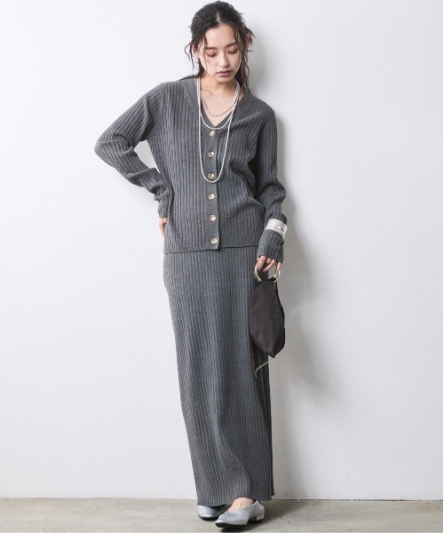 「CHIC STYLE」 ニットカーディガン 5L チャコール レディース_画像6