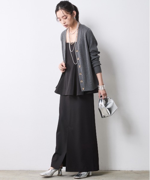「CHIC STYLE」 ニットカーディガン 5L チャコール レディース_画像7