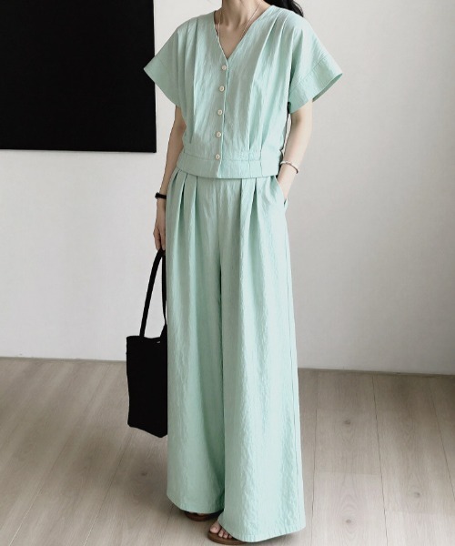 FAVORITO セットアップ シャツワイドパンツセットアップ レディース