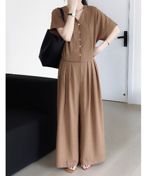 FAVORITO セットアップ シャツワイドパンツセットアップ レディース