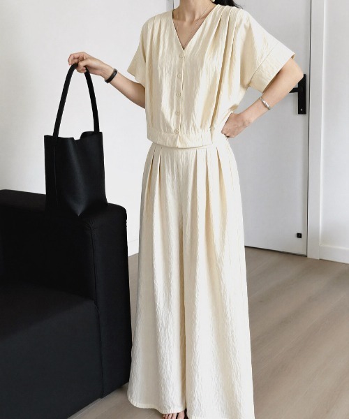 FAVORITO セットアップ シャツワイドパンツセットアップ レディース
