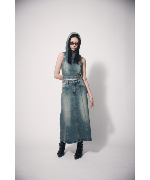 「LAGUA GEM」 ノースリーブブラウス MEDIUM ブルー レディース_画像2