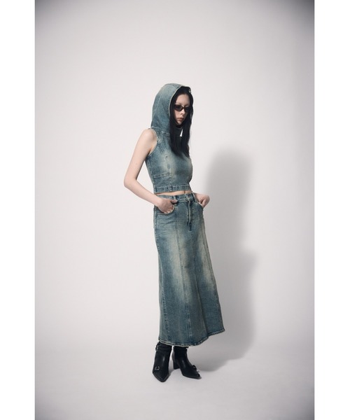 「LAGUA GEM」 ノースリーブブラウス MEDIUM ブルー レディース_画像3