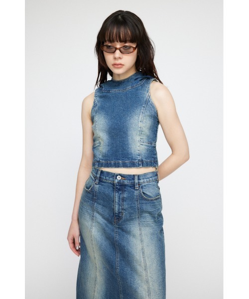 「LAGUA GEM」 ノースリーブブラウス MEDIUM ブルー レディース_画像5