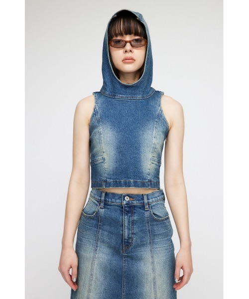 「LAGUA GEM」 ノースリーブブラウス MEDIUM ブルー レディース_画像7