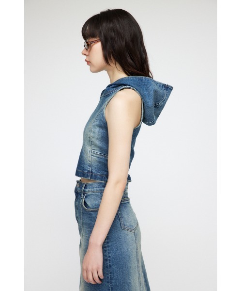 「LAGUA GEM」 ノースリーブブラウス MEDIUM ブルー レディース_画像8