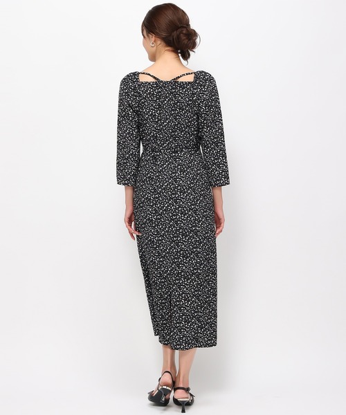 「MISCH MASCH」 7分袖ワンピース M ブラック×ホワイト レディース_画像4