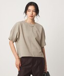 ブラウス シャツ 半袖 リネンライク ブラウス...の詳細画像1