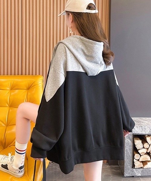 「Miniministore」 ジップアップパーカー X-LARGE ブラック×グレー レディース_画像6